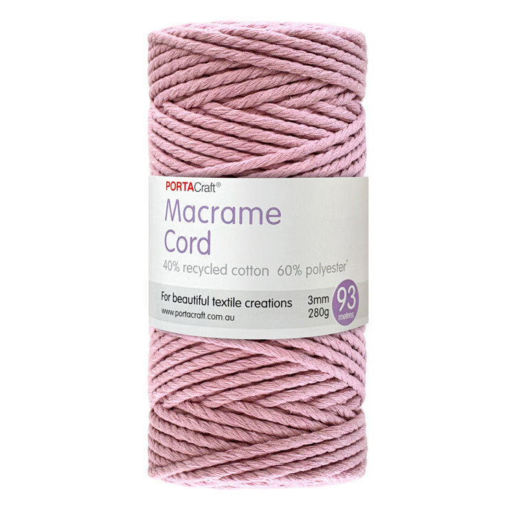 Macrame Cord 280g 3mm 93m Twisted 18 Baby Pink