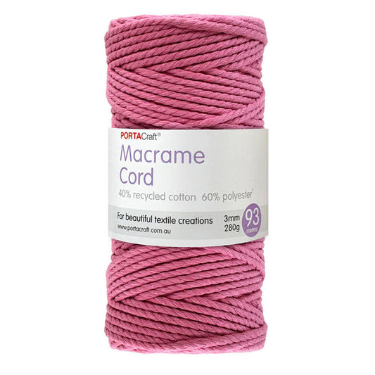 Macrame Cord 280g 3mm 93m Twisted 17 Pink
