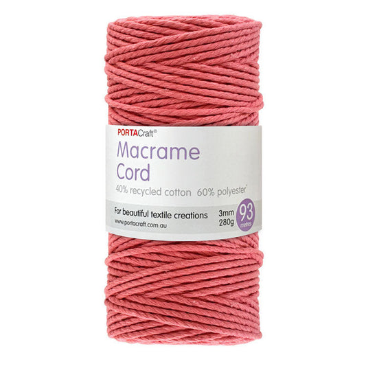 Macrame Cord 280g 3mm 93m Twisted 16 Coral