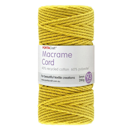 Macrame Cord 280g 3mm 93m Twisted 11 Sunshine