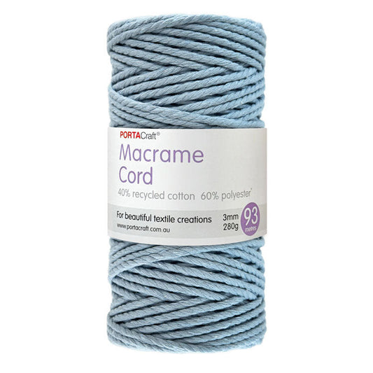 Macrame Cord 280g 3mm 93m Twisted 22 Baby Blue