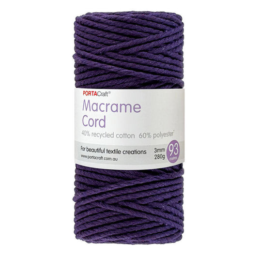 Macrame Cord 280g 3mm 93m Twisted 20 Violet