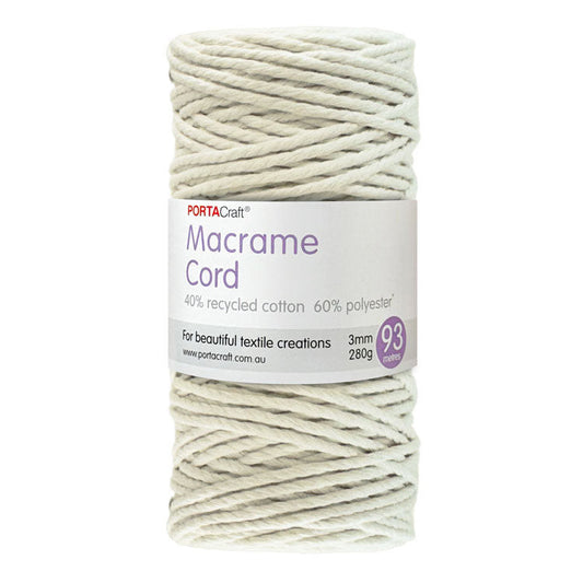 Macrame Cord 280g 3mm 93m Twisted 10 Cream