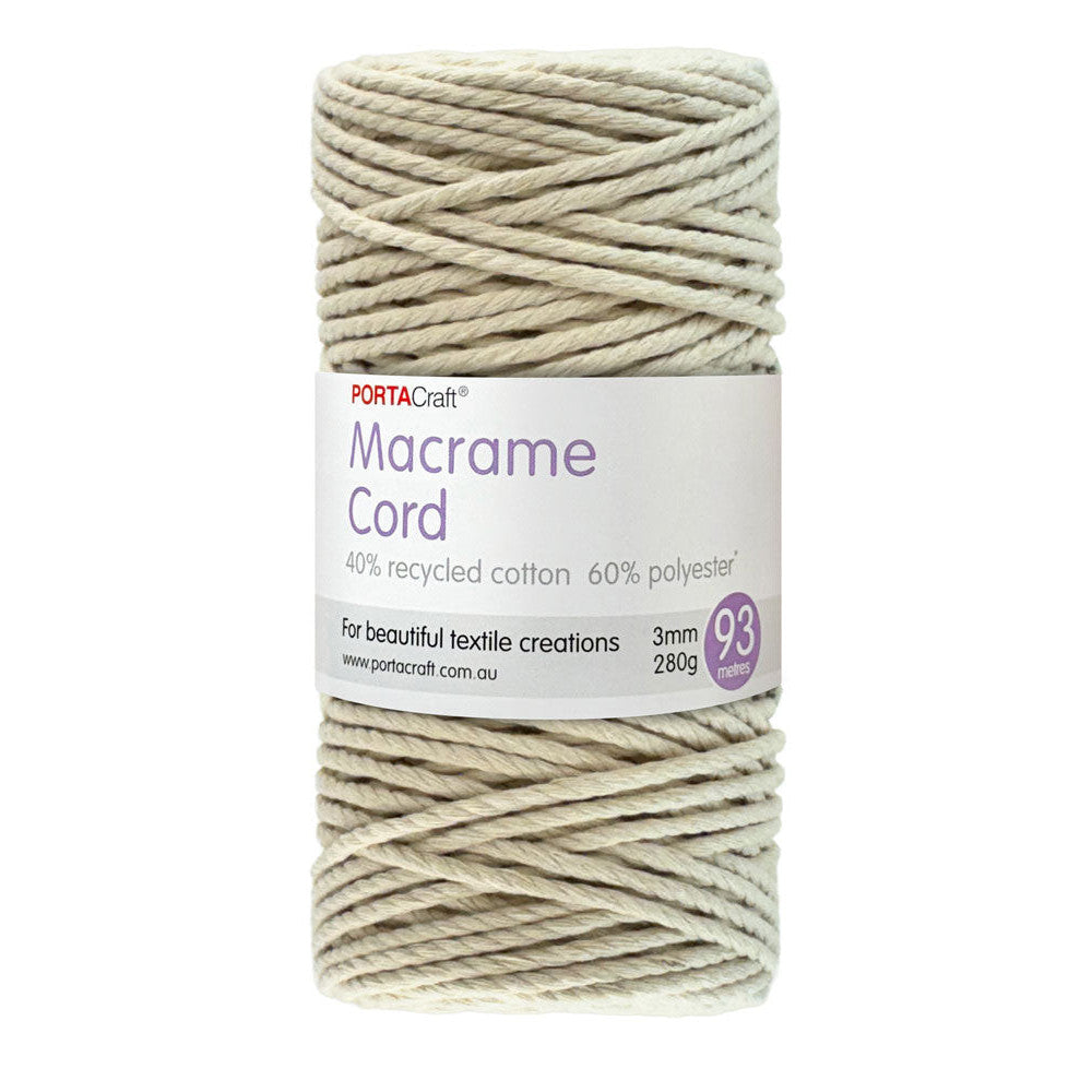 Macrame Cord 280g 3mm 93m Twisted 10 Cream