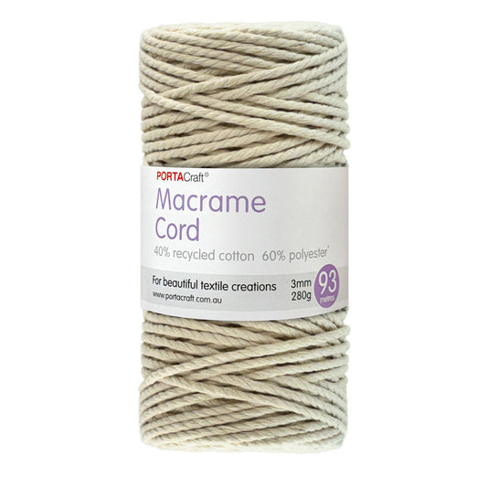 Macrame Cord 280g 3mm 93m Twisted 10 Cream