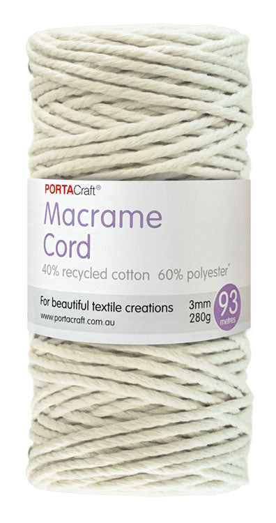 Macrame Cord 280g 3mm 93m Twisted 10 Cream