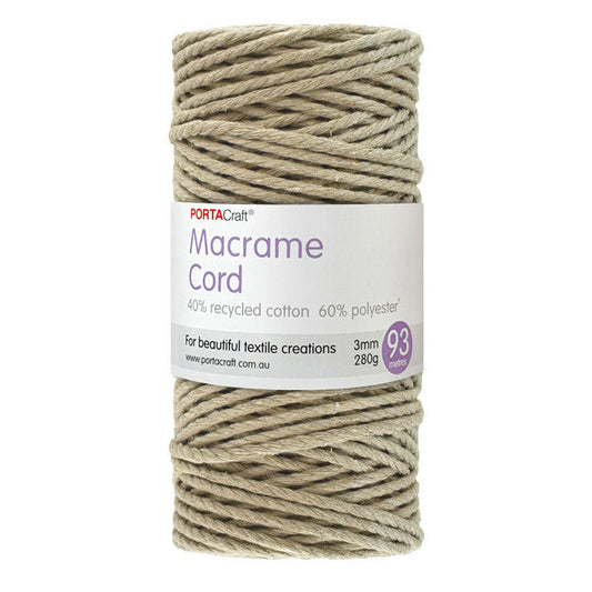 Macrame Cord 280g 3mm 93m Twisted 02 Almond