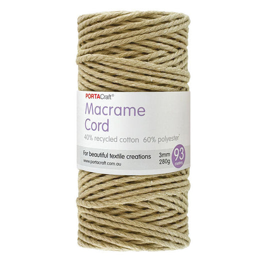 Macrame Cord 280g 3mm 93m Twisted 02 Almond