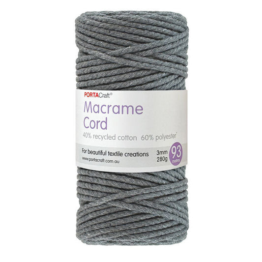 Macrame Cord 280g 3mm 93m Twisted 07 Dove Grey