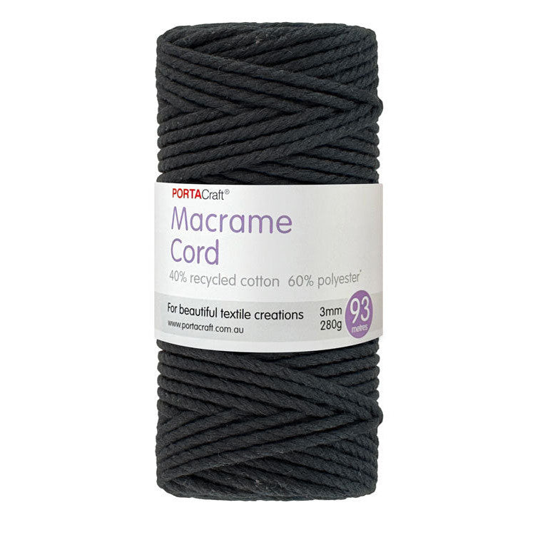 Macrame Cord 280g 3mm 93m Twisted 05 Black