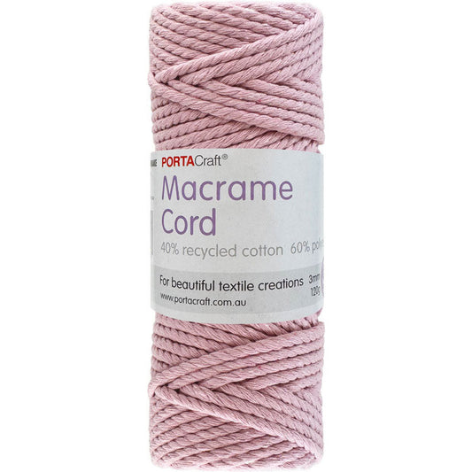 Macrame Cord 120g 3mm 39m Twisted Baby Pink