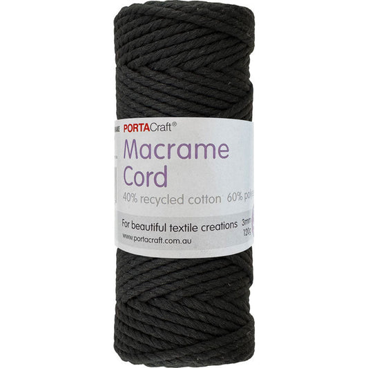 Macrame Cord 120g 3mm 39m Twisted Black