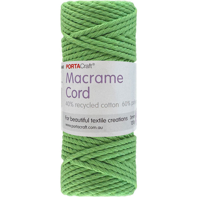 Macrame Cord 120g 3mm 39m Twisted Bright Green