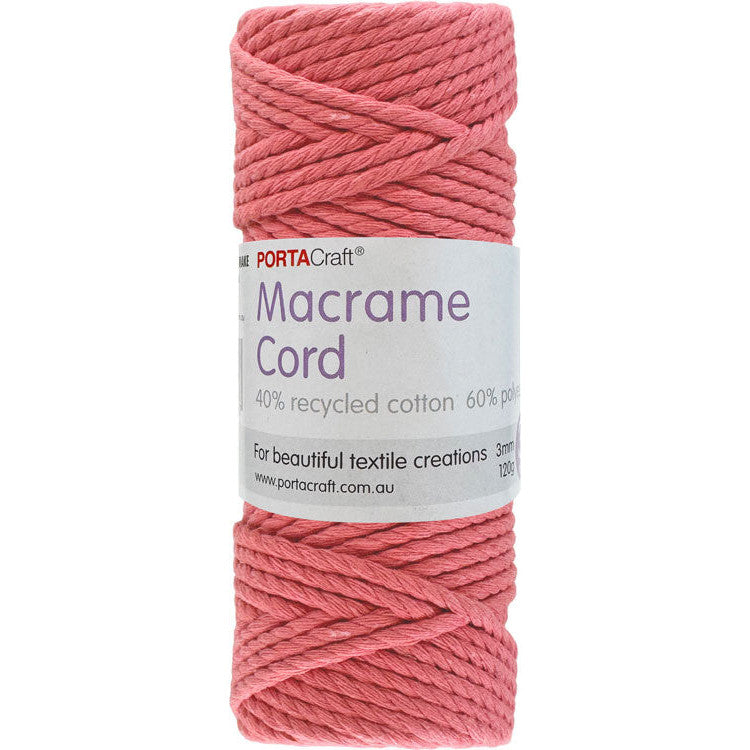 Macrame Cord 120g 3mm 39m Twisted Coral