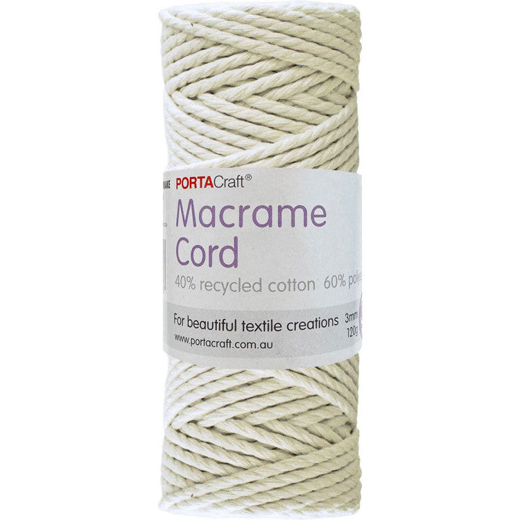 Macrame Cord 120g 3mm 39m Twisted Cream