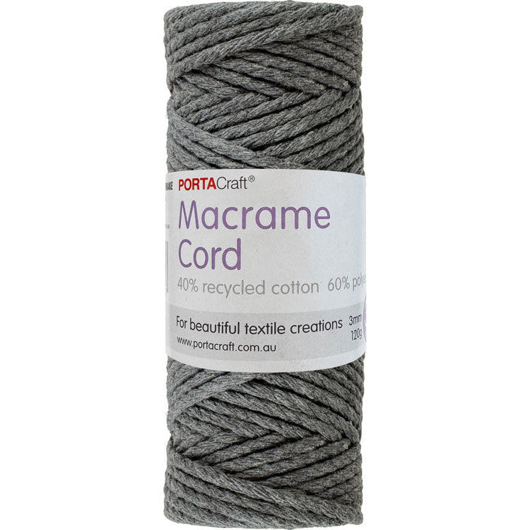 Macrame Cord 120g 3mm 39m Twisted Dove Grey