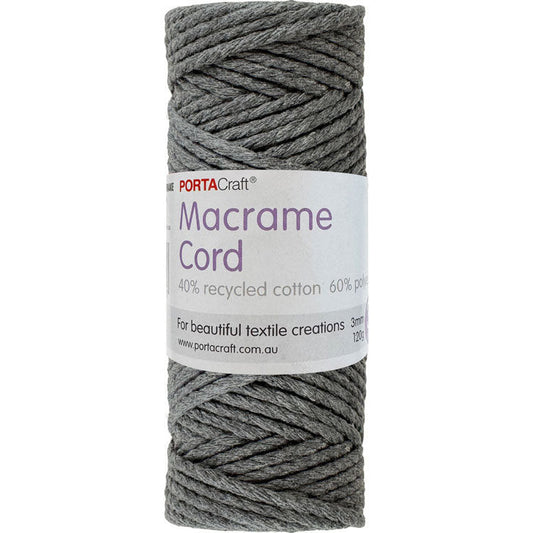 Macrame Cord 120g 3mm 39m Twisted Dove Grey