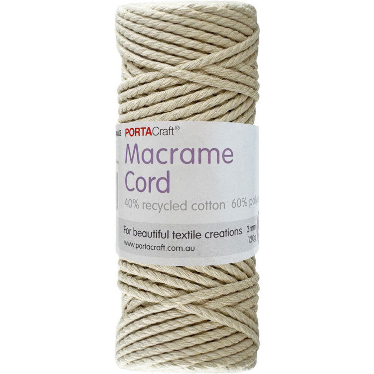 Macrame Cord 120g 3mm 39m Twisted Natural