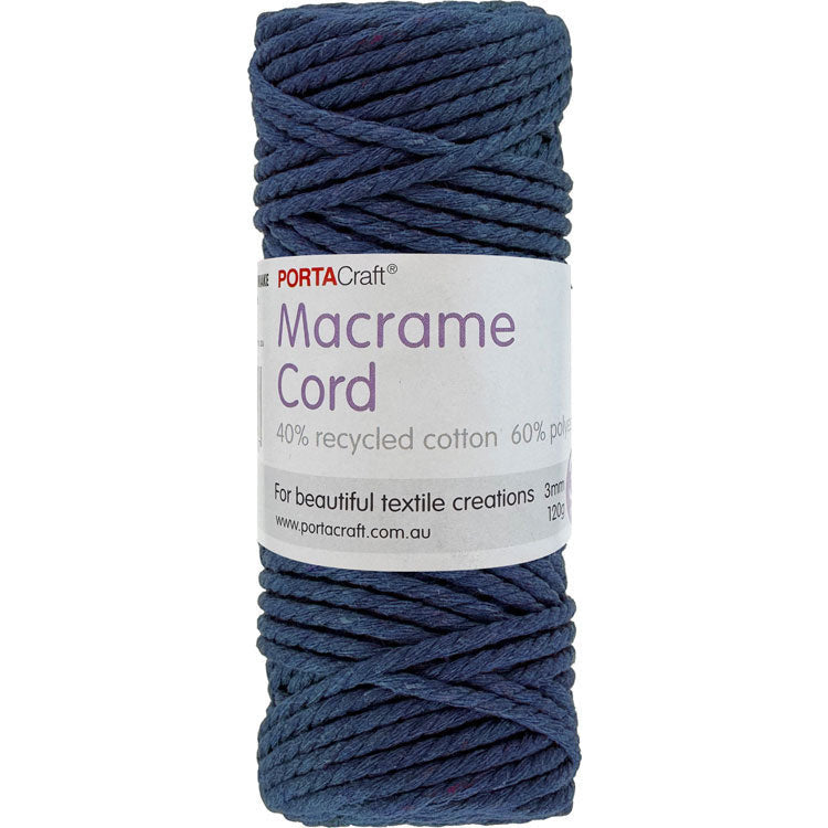 Macrame Cord 120g 3mm 39m Twisted Navy