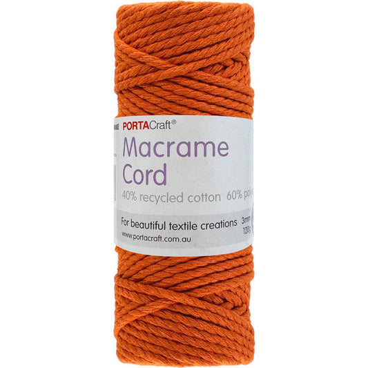 Macrame Cord 120g 3mm 39m Twisted Orange