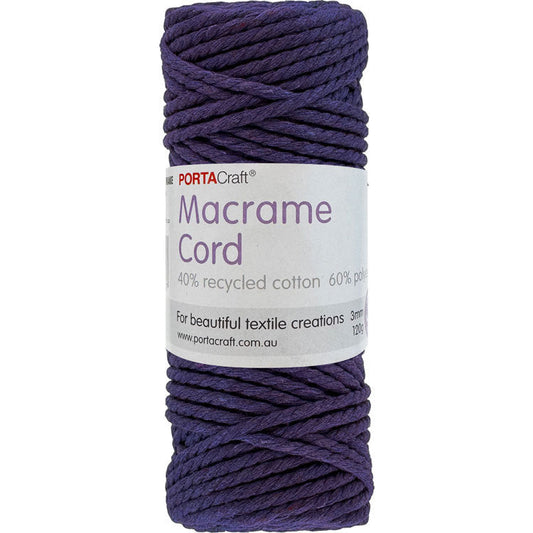 Macrame Cord 120g 3mm 39m Twisted Violet