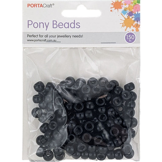 Pony Beads 6x8mm 150pk - Black