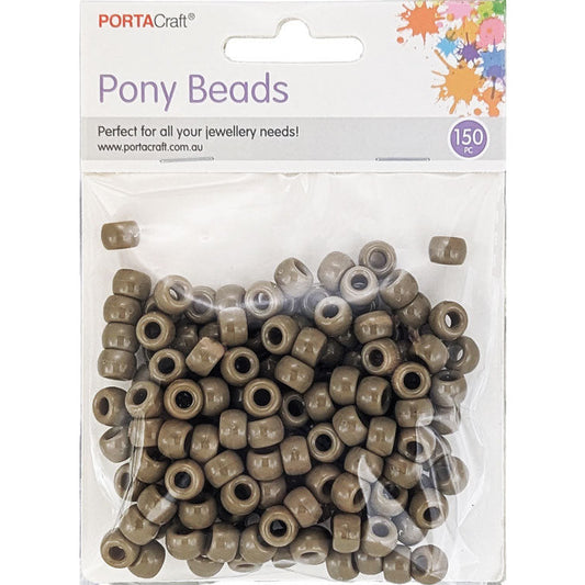 Pony Beads 6x8mm 150pk - Sepia