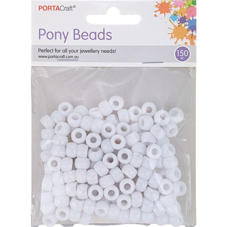 Pony Beads 6x8mm 150pk - White