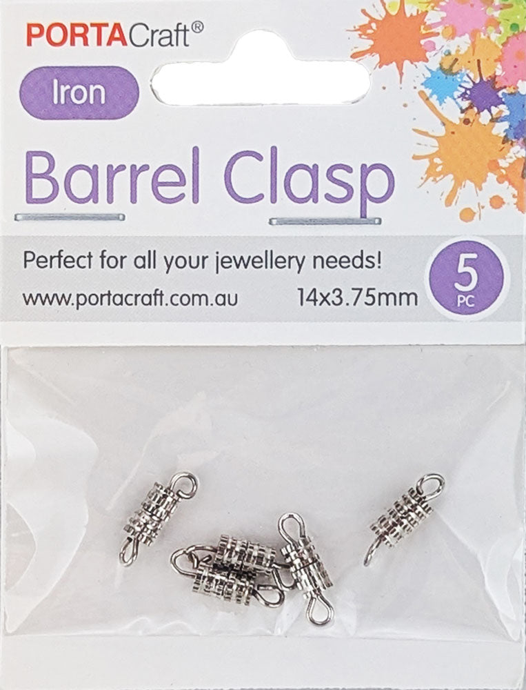 Barrel Clasps 14x3.75mm 5 Pack - Iron
