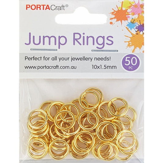 Porta Craft large gold tone jump rings 10 x 1.5mm 50 pack