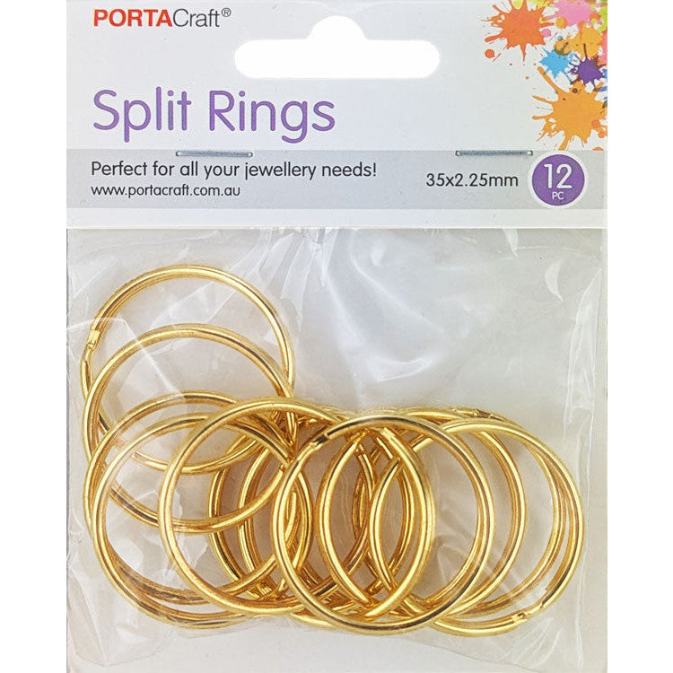 Porta Craft extra-large gold tone split rings 35 x 2.25mm