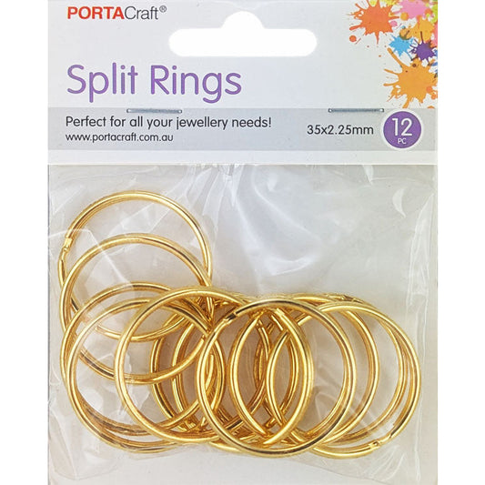 Porta Craft extra-large gold tone split rings 35 x 2.25mm