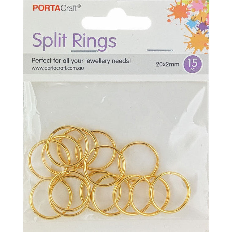 Porta Craft gold tone split rings 20 x 2mm 15 pack