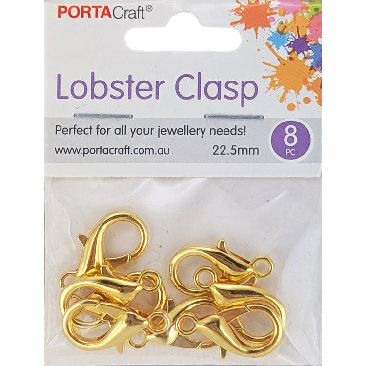 Porta Craft gold tone lobster clasps 22.5 x 11mm eight pack