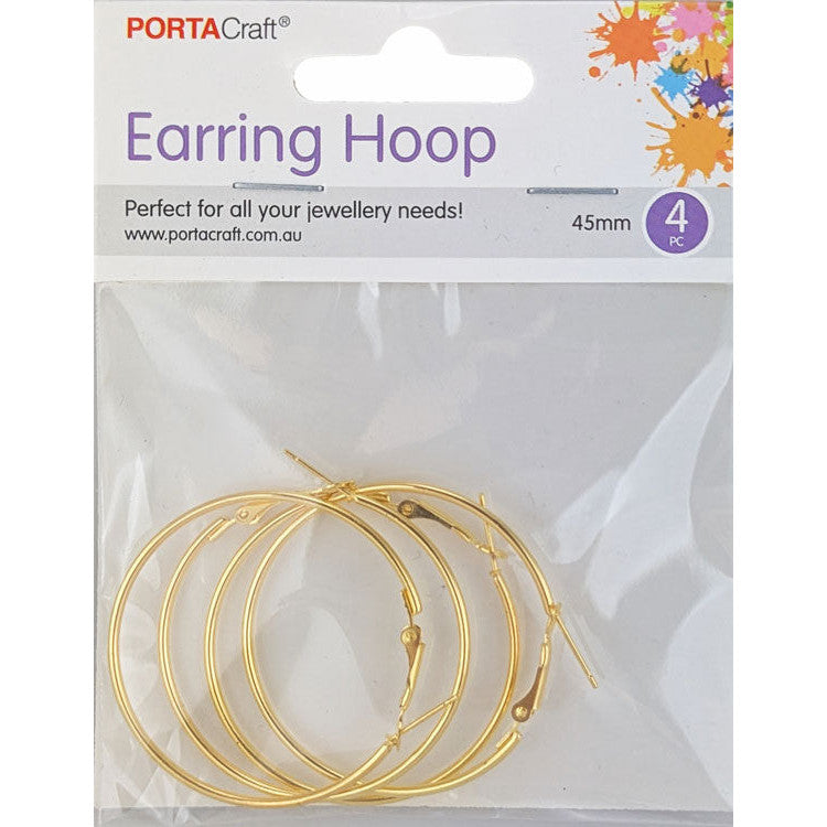 Porta Craft large gold tone earring hoops 45 x 2mm