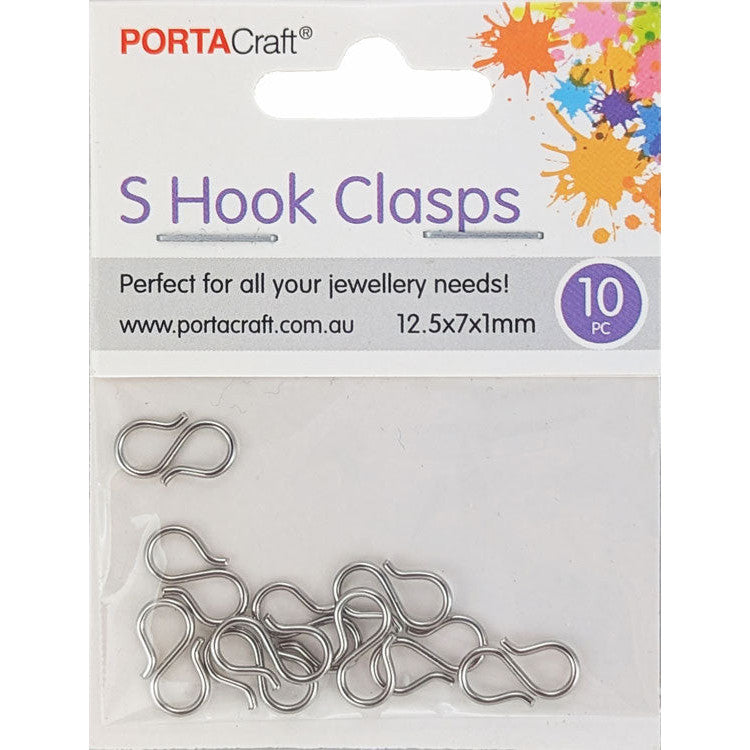 Porta Craft silver tone S-hook clasps 12.5 x 7 x 1mm