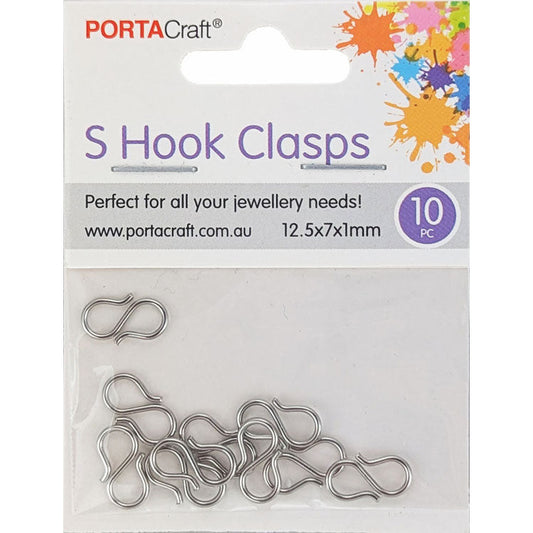 Porta Craft silver tone S-hook clasps 12.5 x 7 x 1mm