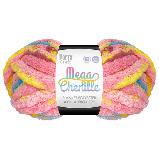 Mega Chenille Yarn 300g 29m 20ply Multi Sour Straps