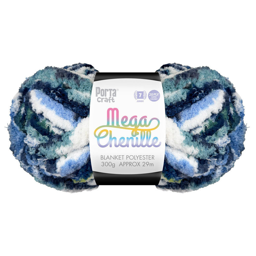 Mega Chenille Yarn 300g 29m 20ply Multi Lagoon