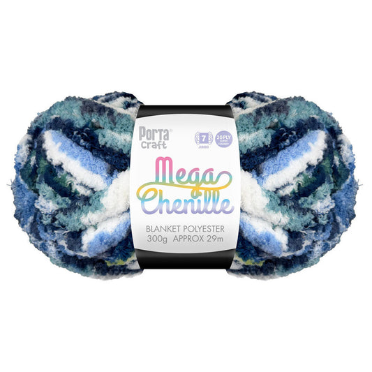 Mega Chenille Yarn 300g 29m 20ply Multi Lagoon