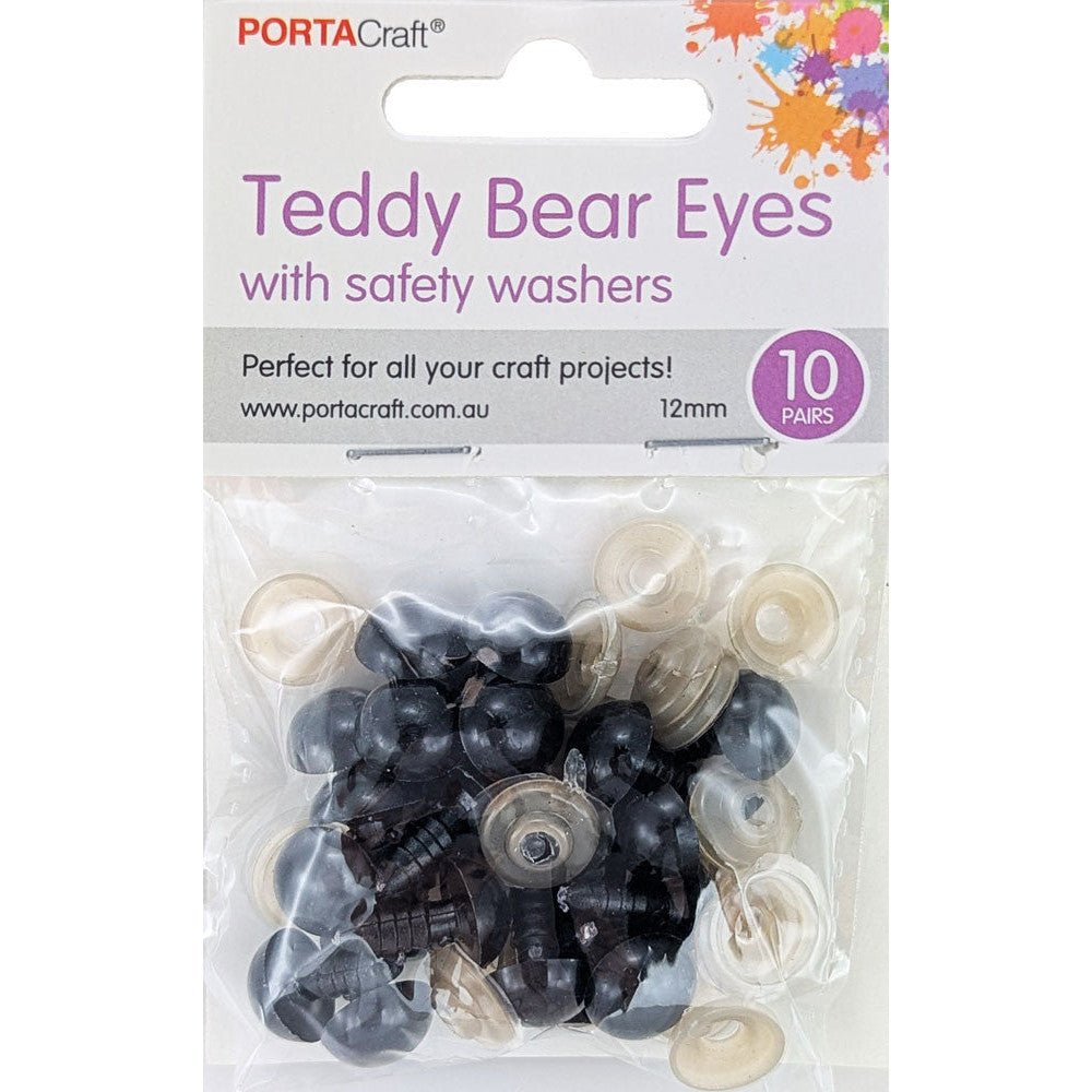Teddy Eyes Black 12mm 20pcs