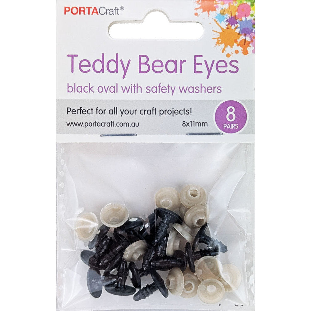 Teddy Eyes Oval Black 8x11mm 16pcs