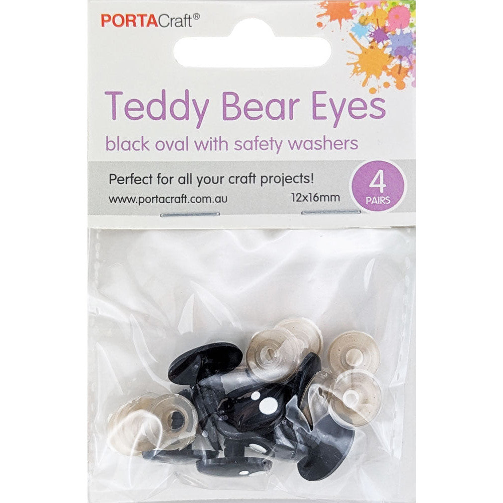 Teddy Eyes Oval Black 12x16mm 8pcs