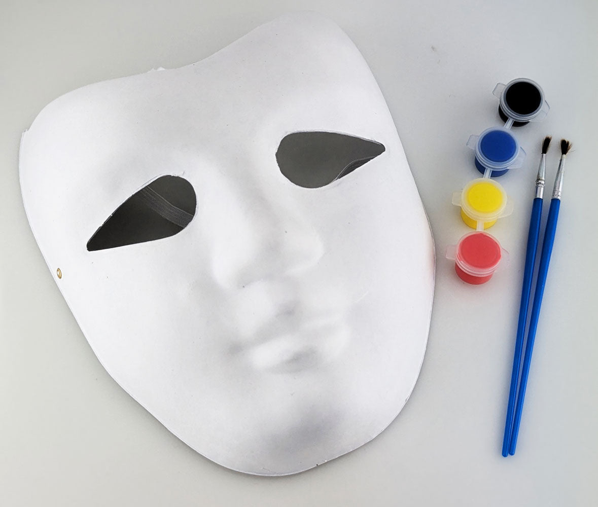 Paper Mache Full Face Mask with Paint