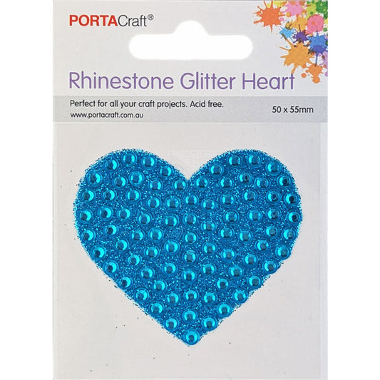 Rhinestone Glitter Heart Decal - Blue