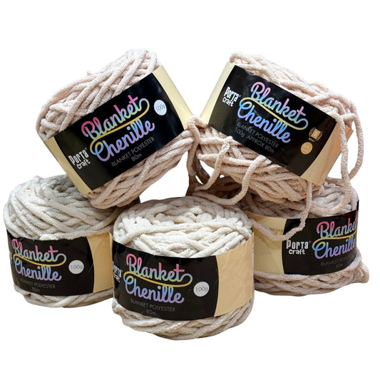 DUSTY Chenille Blanket Yarn 100g Beiges 5pk Mixed Bundle