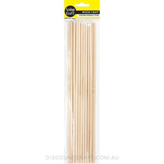 Wooden Craft Dowels 30cm 20pk Discount Craft