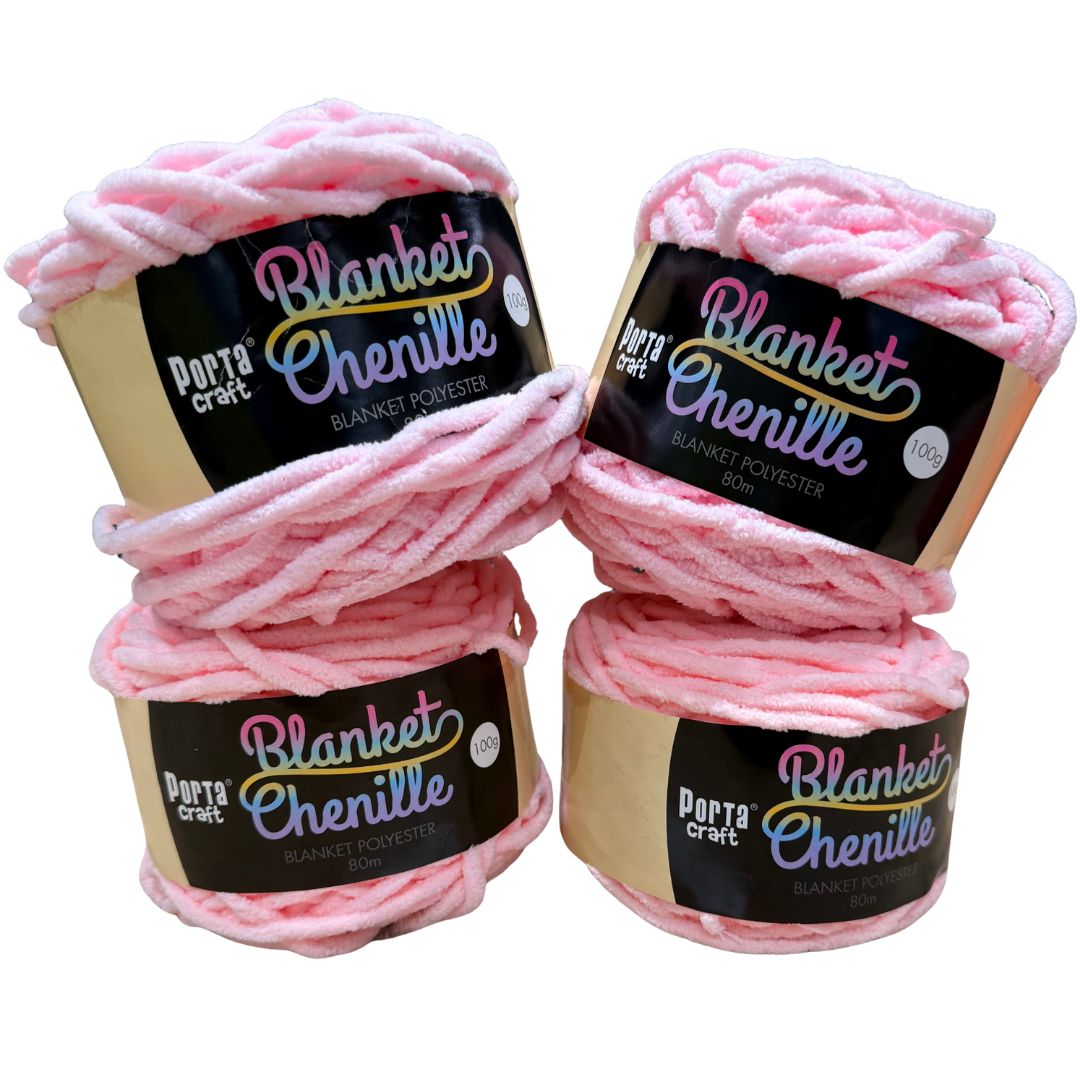 DUSTY Chenille Blanket Yarn 100g Pinks 4pk Mixed Bundle