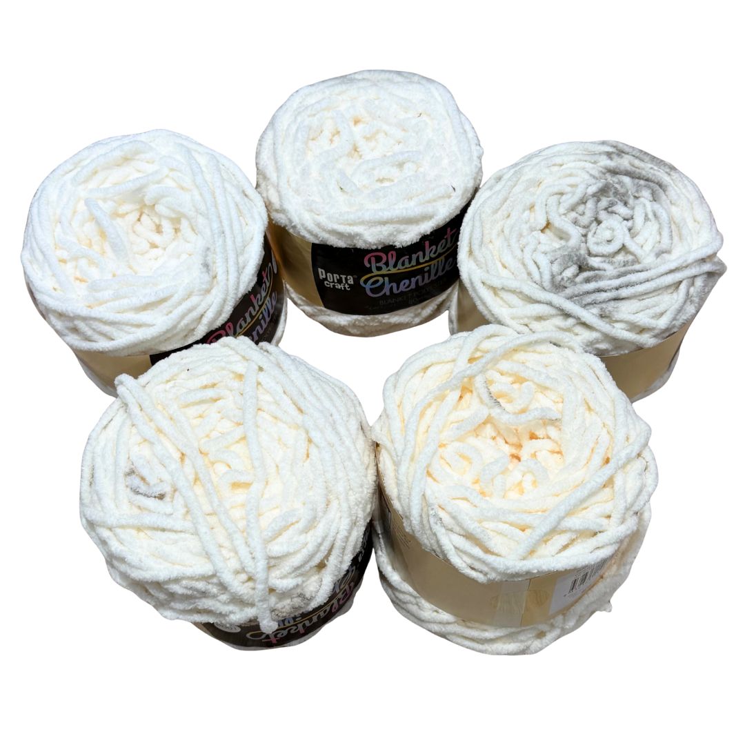 DUSTY Chenille Blanket Yarn 100g Cream 5pk Bundle