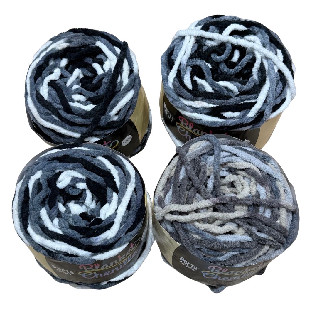DUSTY Chenille Blanket Yarn 100g Ashy 4pk Mixed Bundle